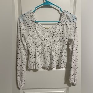 LA Hearts Black and White Polka Dot Top